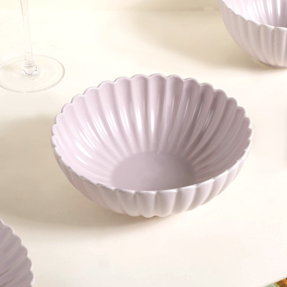 Lilac Scalloped 22 Piece Dinner Set For 6 Nestasia