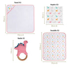 Dino Baby Hamper With Swaddle Towel Napkin Rattle Set Of 6