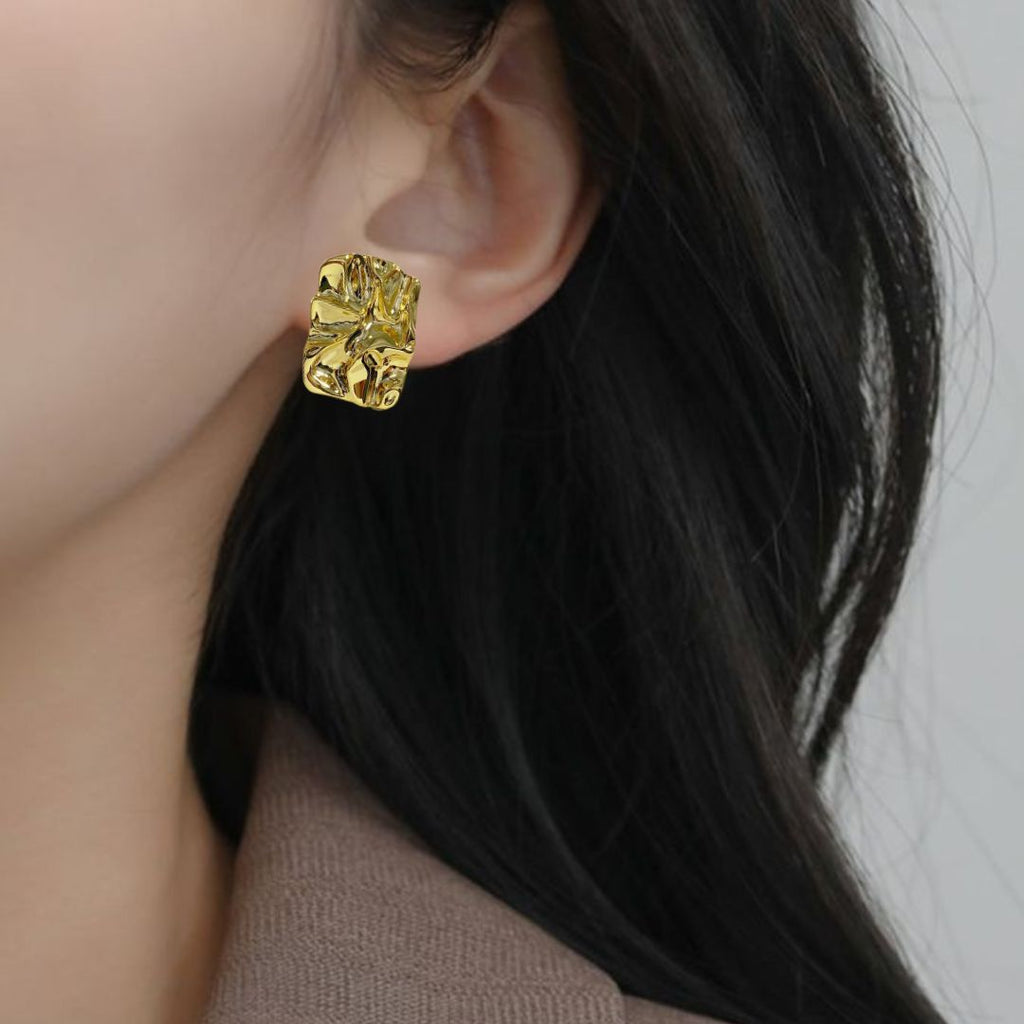 Distressed Gold Drop Earrings Nestasia