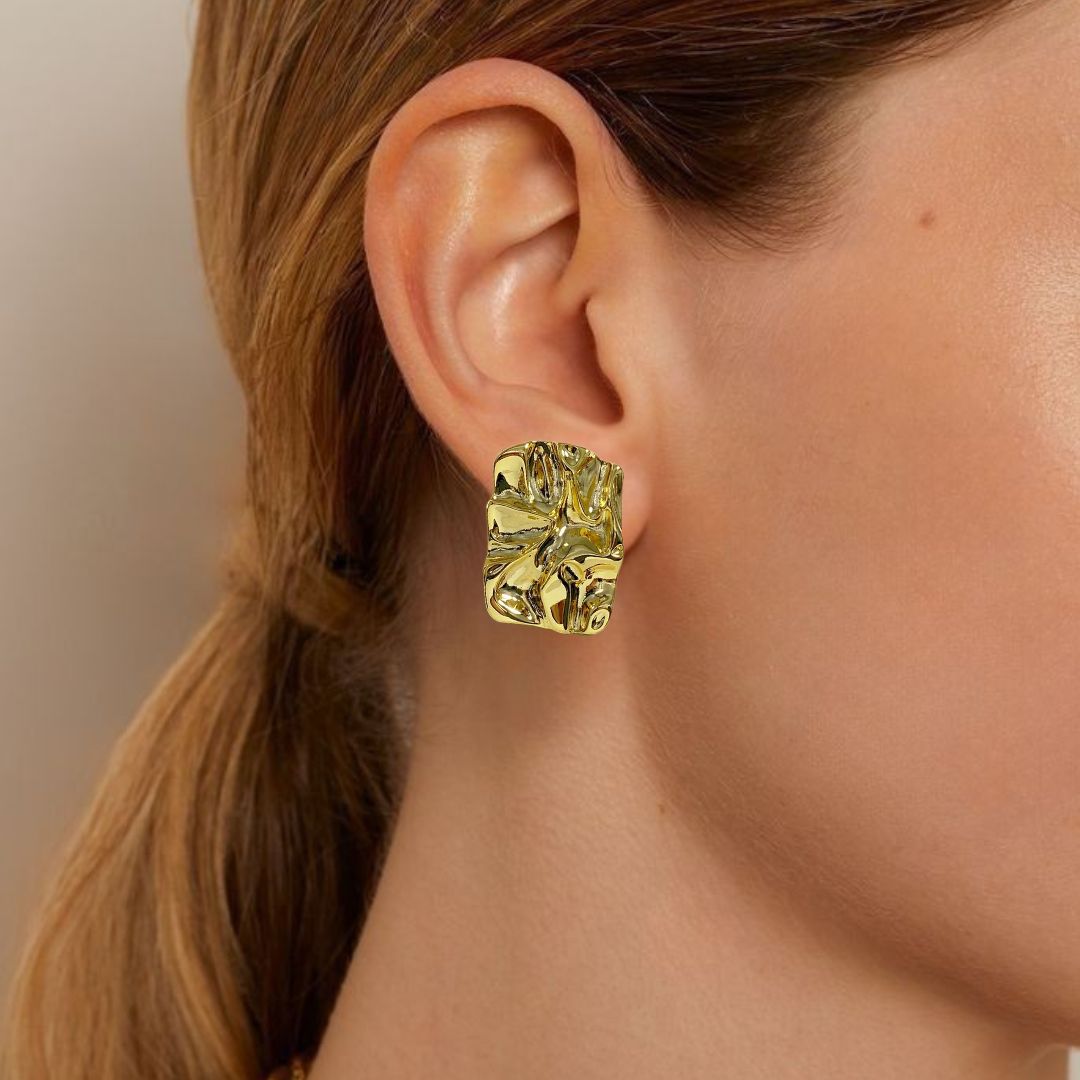 Distressed Gold Drop Earrings Nestasia