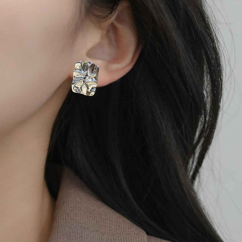 Distressed Silver Drop Earrings Nestasia