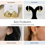 Distressed Metal Gold Studs Nestasia