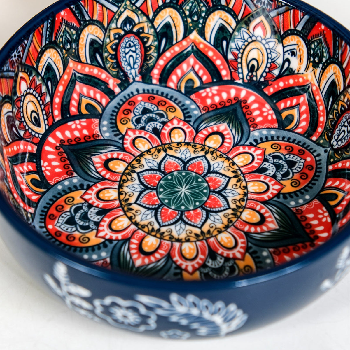 Mandala Melange Dish Bowl With Handle Blue 600ml Nestasia