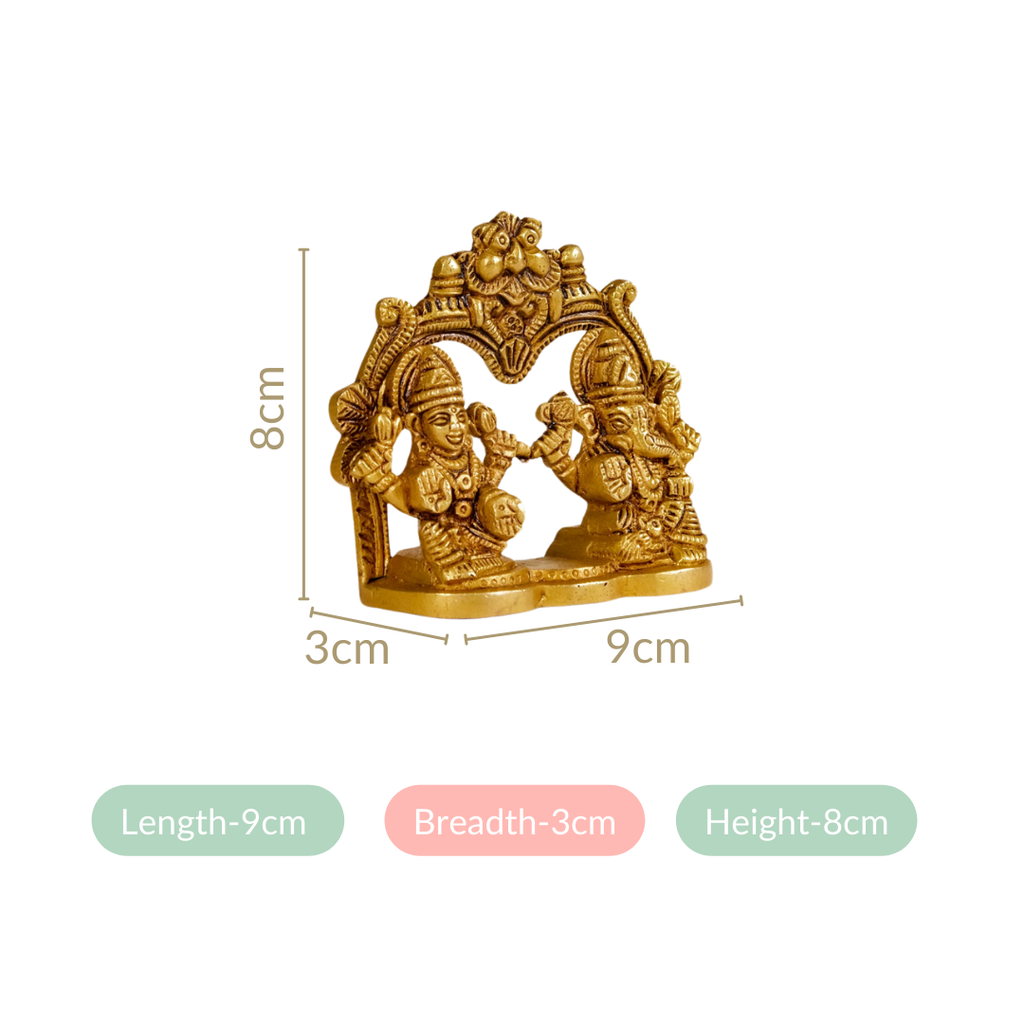 Divine Ganesh Laxmi Brass Idol 8cm Nestasia