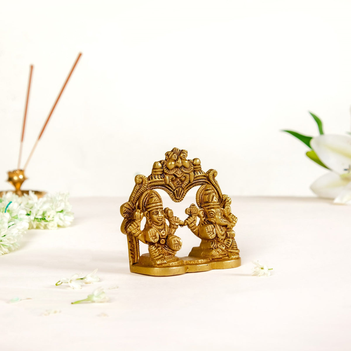 Divine Ganesh Laxmi Brass Idol 8cm Nestasia