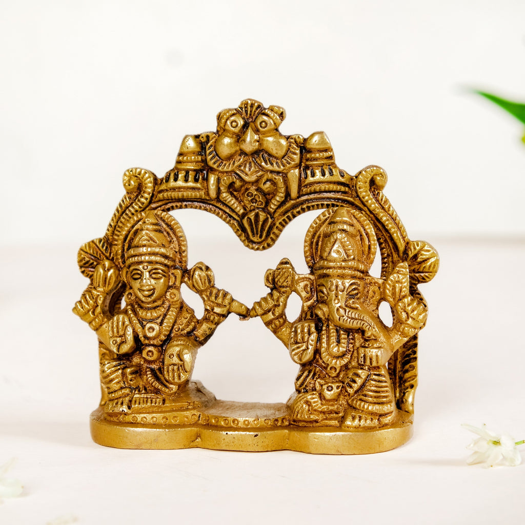 Divine Ganesh Laxmi Brass Idol 8cm Nestasia