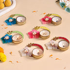 Set Of 6 Floral Ring Tea Light Holders Nestasia