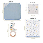 Dreamy Baby Gift Hamper With Swaddle Towel Napkin Rattle Set Of 6 Nestasia