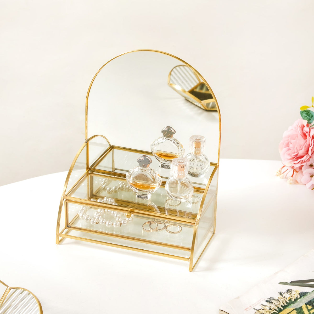 Dressing Table Mirror With Jewellery Box Drawer Nestasia