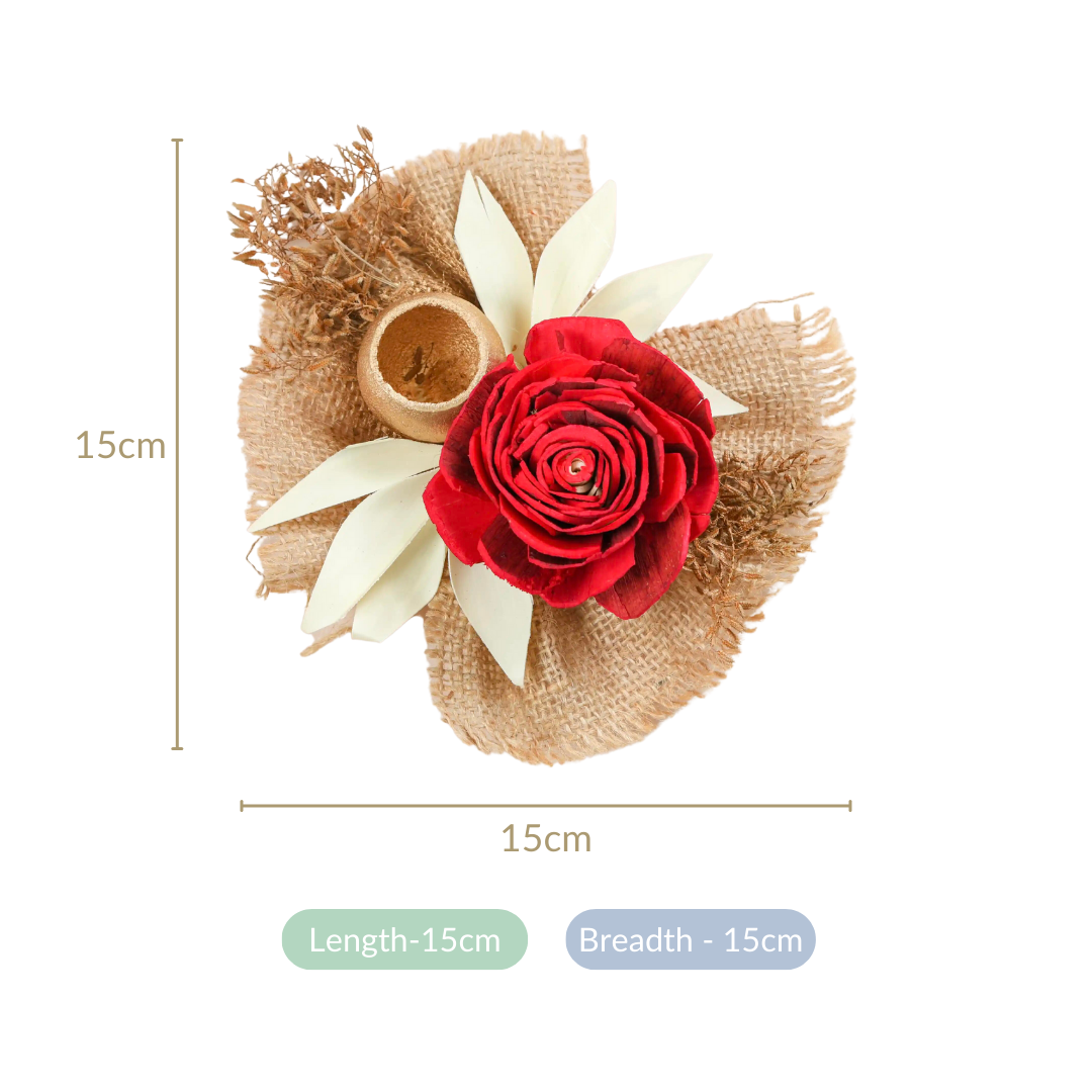 Set of 6 Decorative Dried Flowers And Jute Bunch Nestasia
