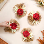 Set of 6 Decorative Dried Flowers And Jute Bunch Nestasia