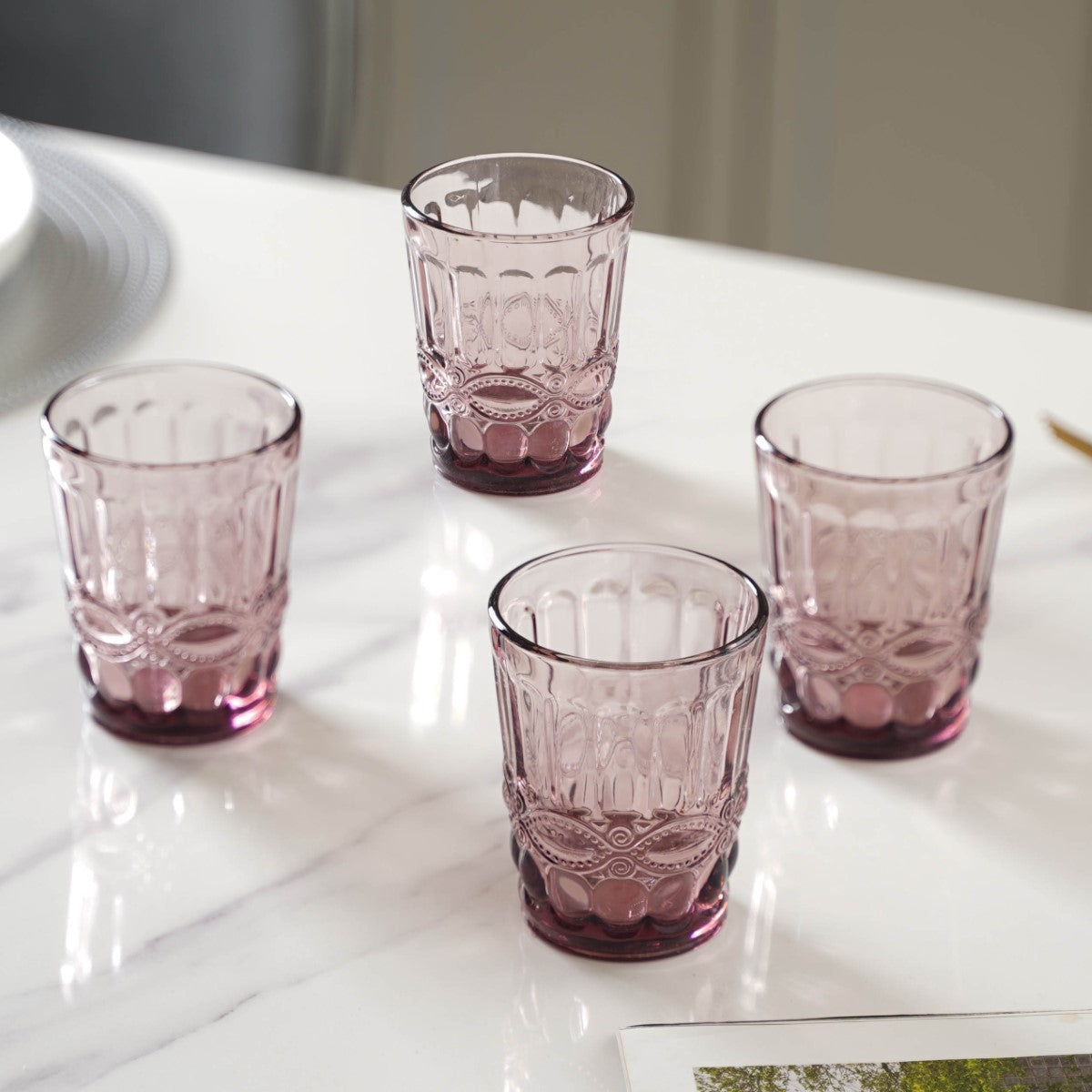 Embossed Crystal Drinkware Set of 4 Nestasia