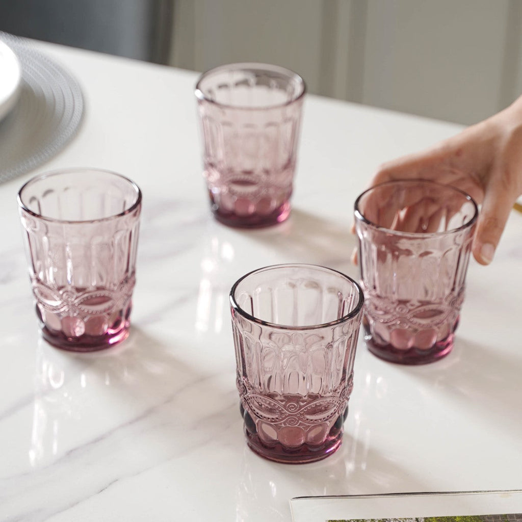 Embossed Crystal Drinkware Set of 4 Nestasia