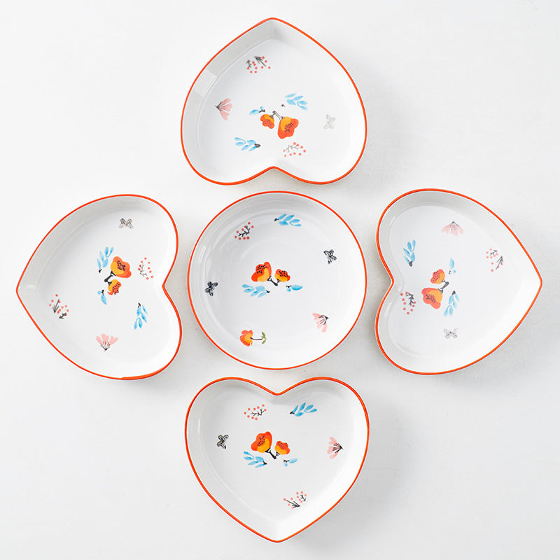 Floral Heart Plates Set of 5 Nestasia
