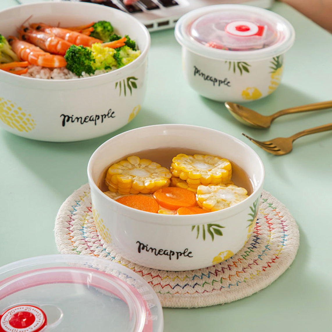 Pineapple Lunch Box Set of 3 Nestasia