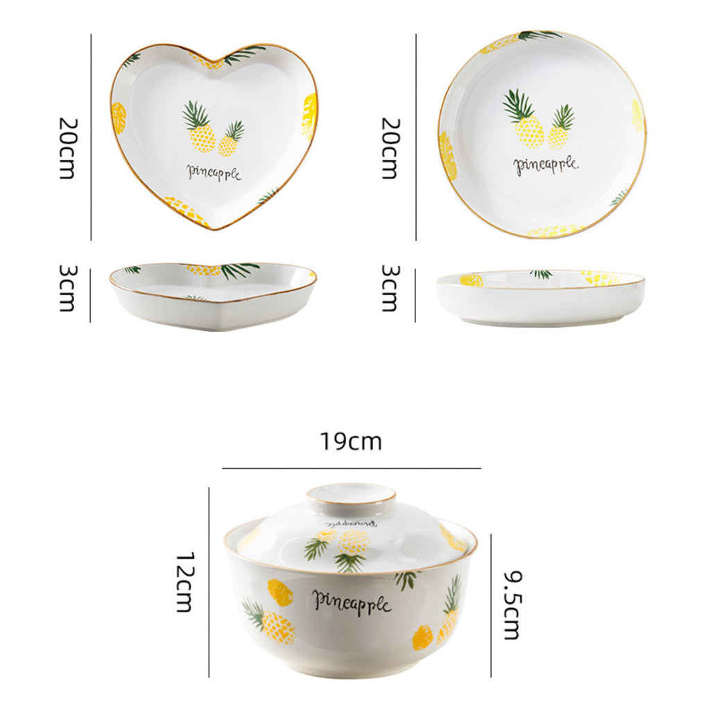 Pineapple Heart Plates and Pot For 4 Nestasia
