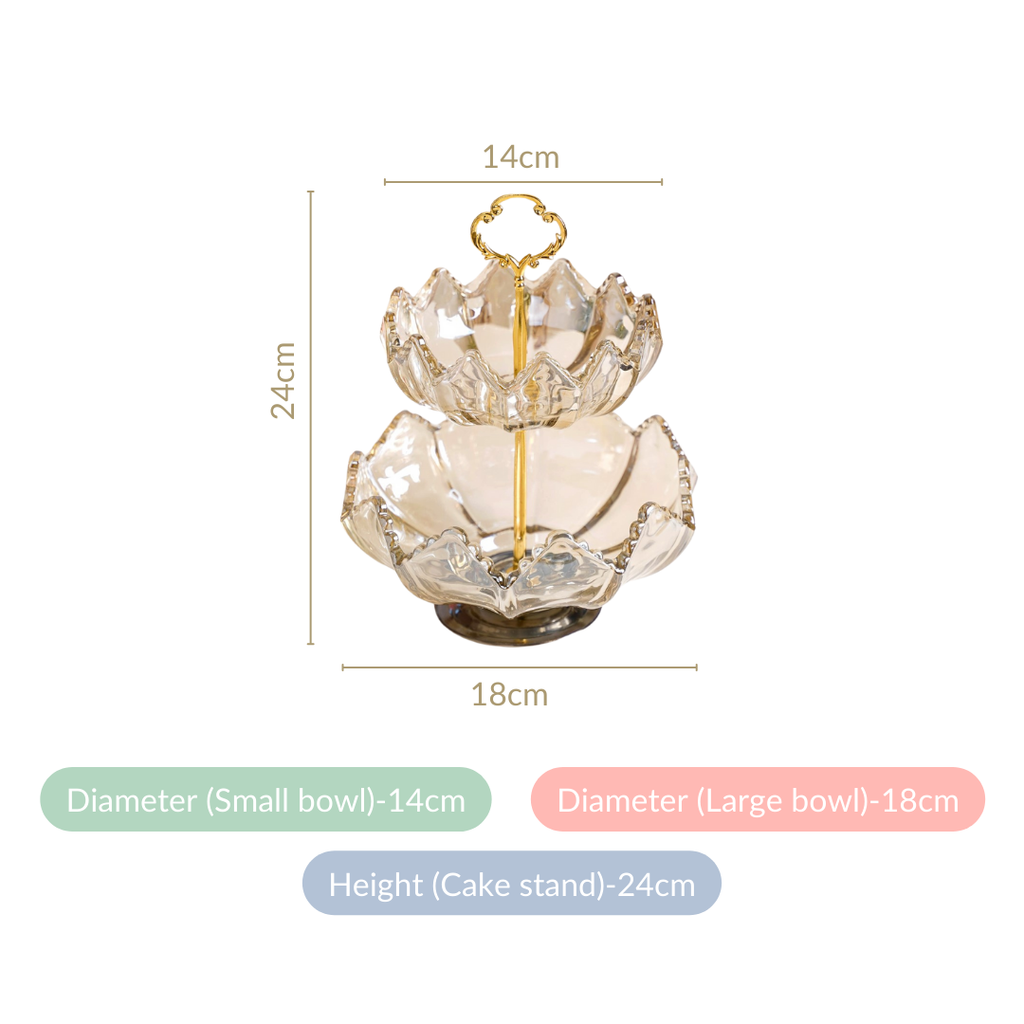 Glass 2 Tier Decorative Bowl Stand Nestasia