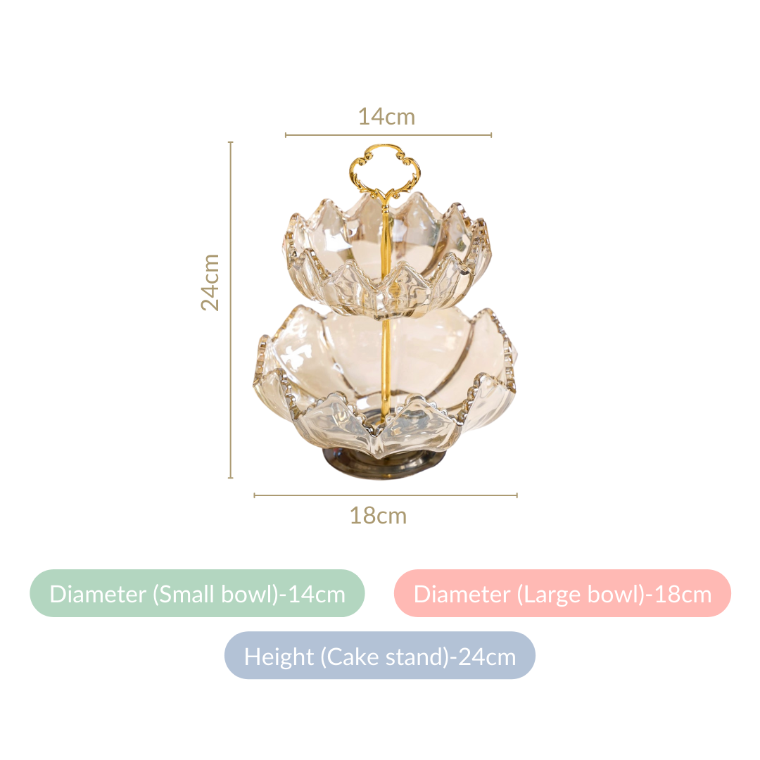 Glass 2 Tier Decorative Bowl Stand Nestasia