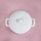 Mini Ceramic Casserole Dish With Lid White Set Of 2 Nestasia
