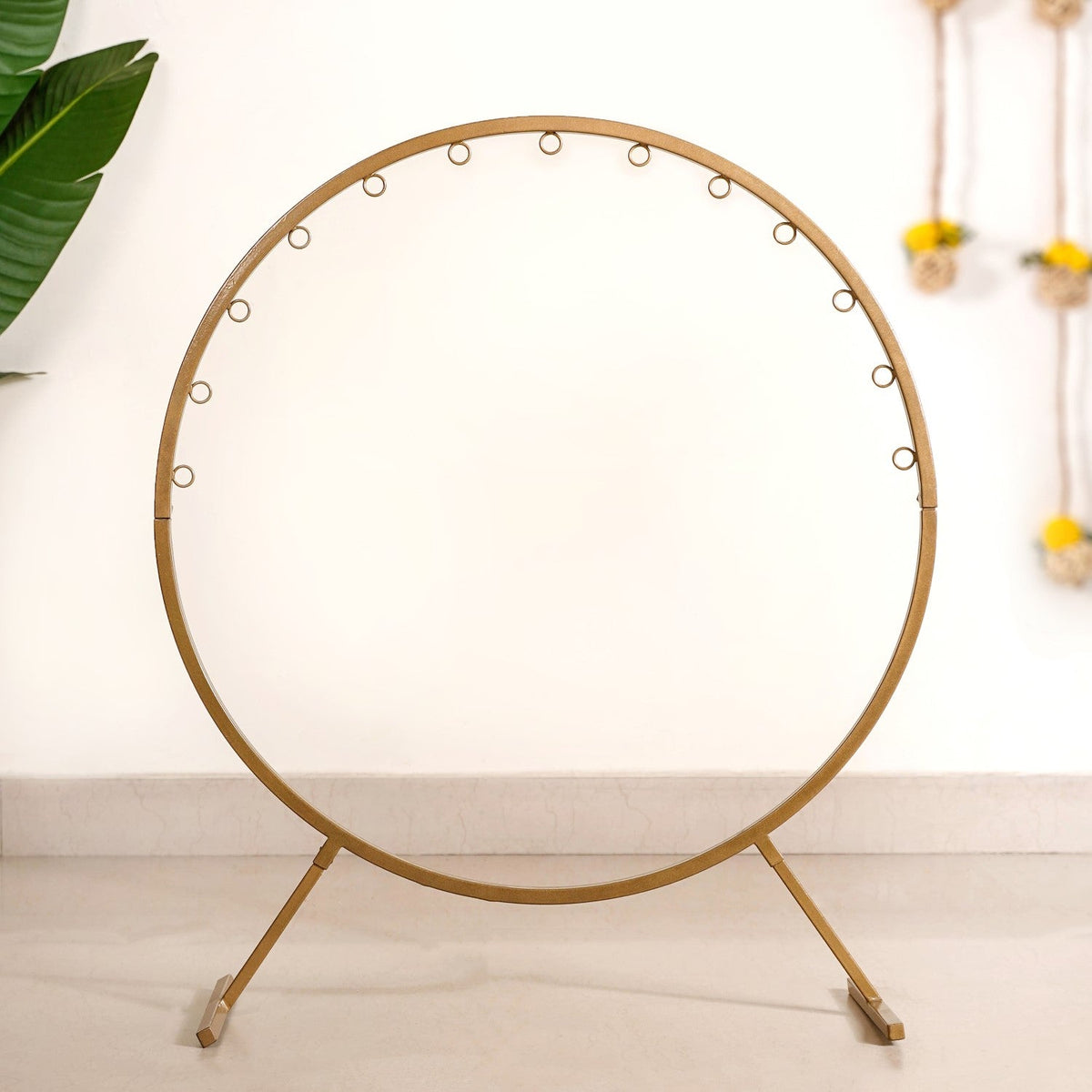 Puja Altar Circular Metal Frame With Lotus Decor 33 Inch Nestasia