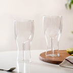 Set Of 2 Borosilicate Double Wall Wine Glasses 450ml Nestasia