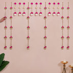 Vibrant Pink Floral Wall Hangings Set Of 15 Nestasia