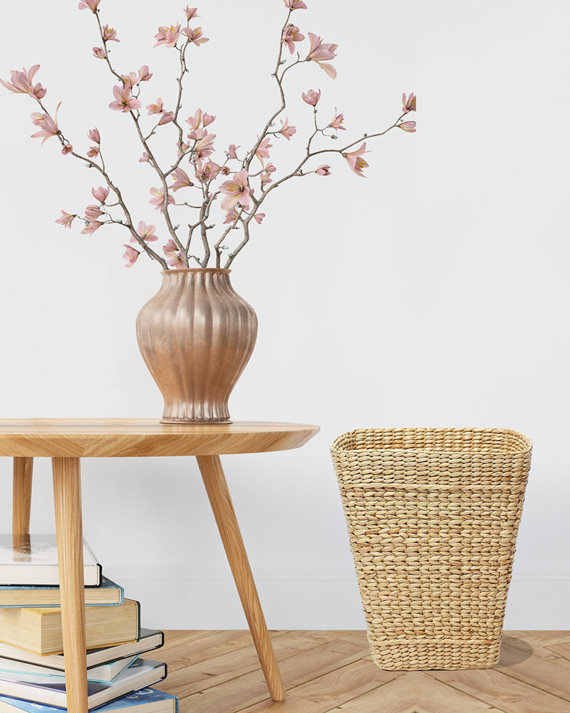 Handmade Seagrass Wastebasket for Living Room, Kitchen, and Study Spaces