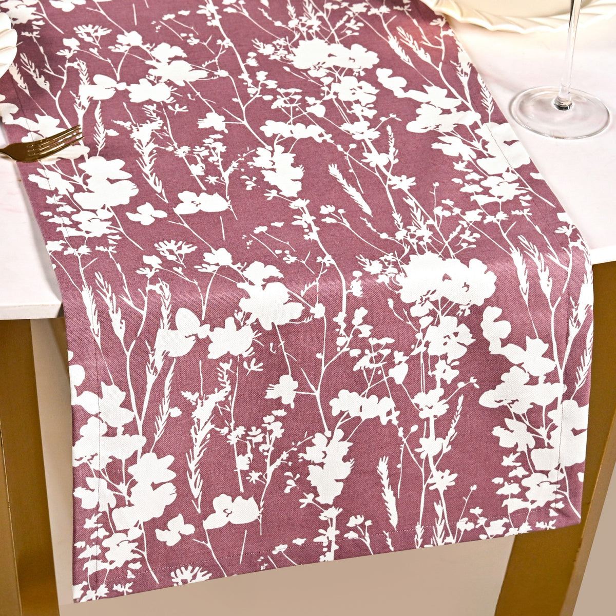 Dusty Mauve 6 Seater Pure Cotton Runner 185x35cm Nestasia