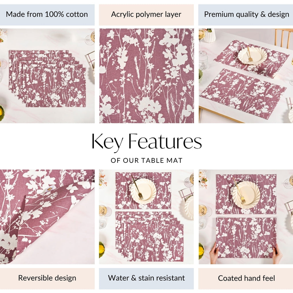 Dusty Mauve Cotton Placemat Set Of 6 Nestasia