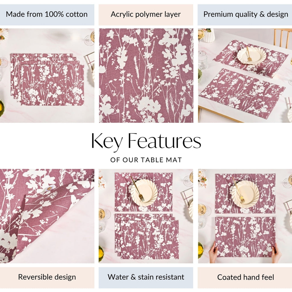 Dusty Mauve Cotton Water Resistant Placemat Set Of 4 Nestasia