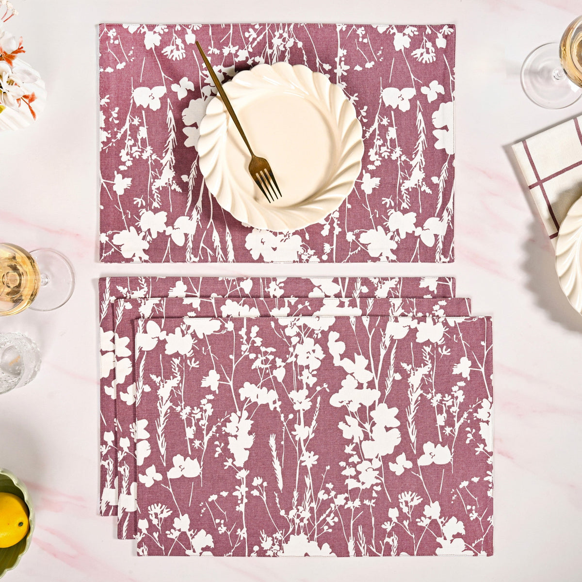 Dusty Mauve Cotton Water Resistant Placemat Set Of 4 Nestasia
