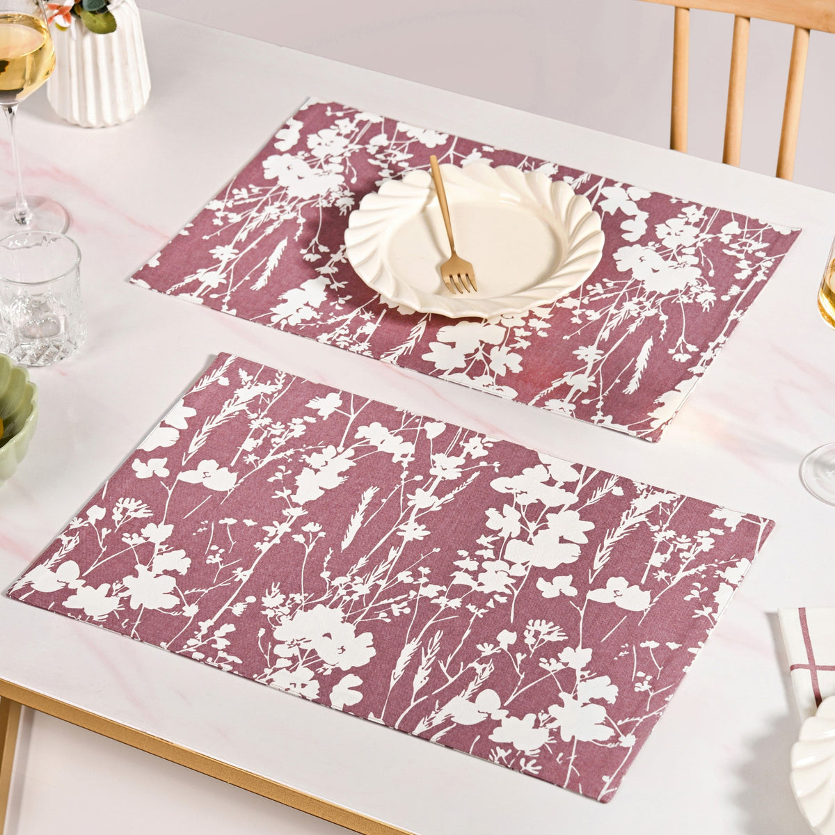 Dusty Mauve Cotton Water Resistant Placemat Set Of 4 Nestasia