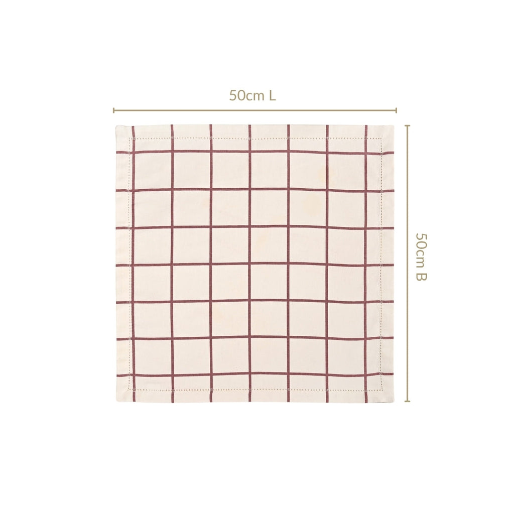 Mauve Grid Pure Cotton Table Napkin Set Of 6 Nestasia