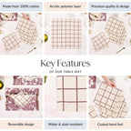 Mauve Grid Pure Cotton Table Napkin Set Of 6 Nestasia