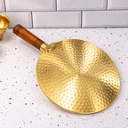 Brass Hammered Roti Tawa With Wooden Handle (14.5 Inch) Vedansh Craft