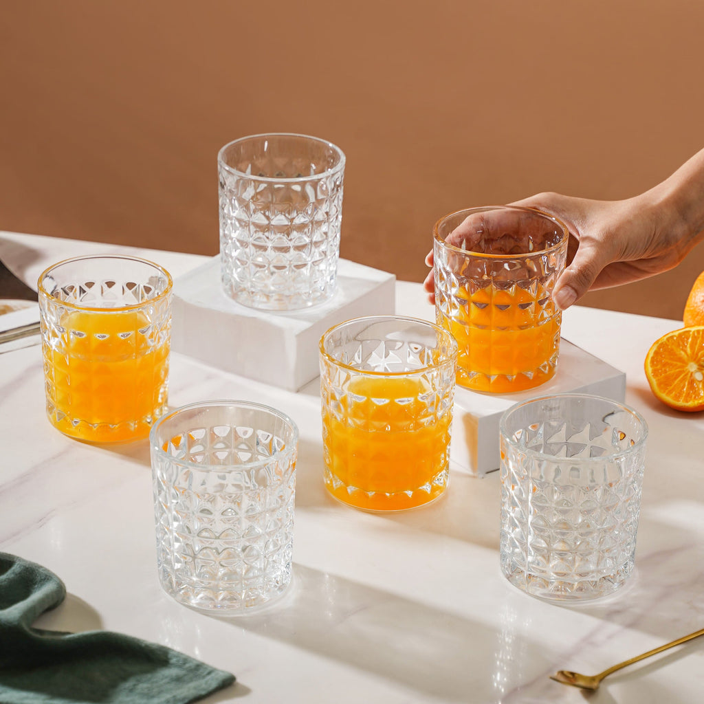 Starcut Textured Small Drinkware Glass Set Of 6 250 ml Nestasia