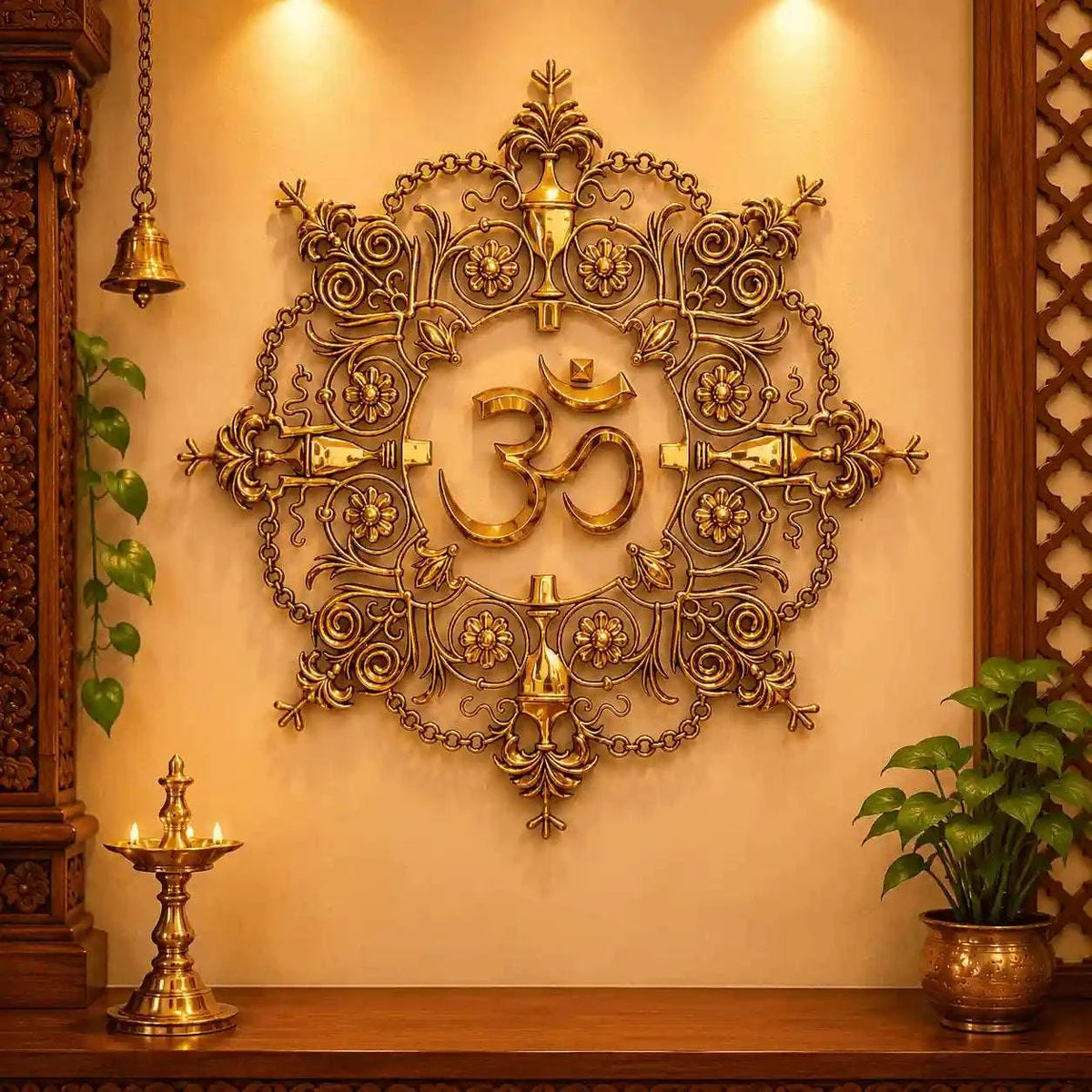Brass Om Mandala / Kalakruti Wall Hanging (36 Inch) Vedansh Craft