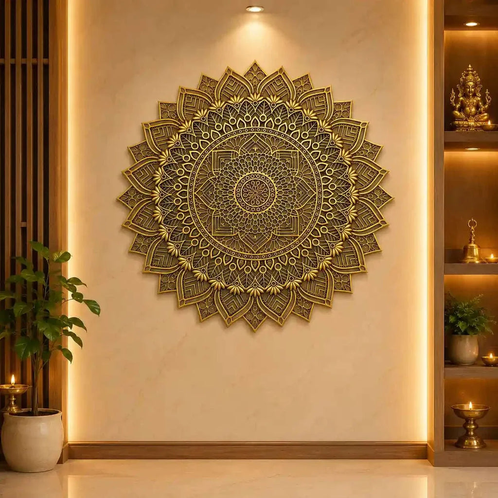 Brass Handcrafted Mandala Wall Hanging Decor Vedansh Craft