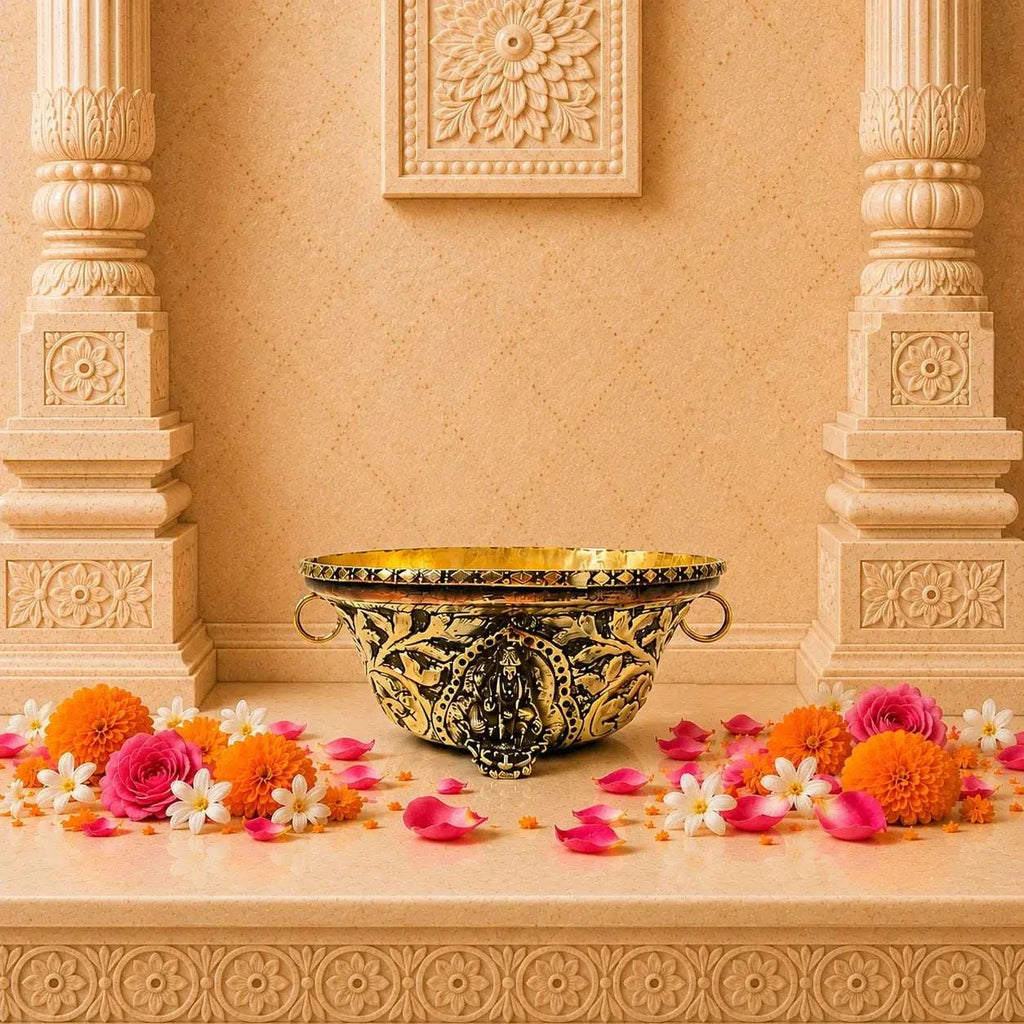 Brass Ashtalakshmi & Balaji Lakshmi Decorative Bowl Vedansh Craft