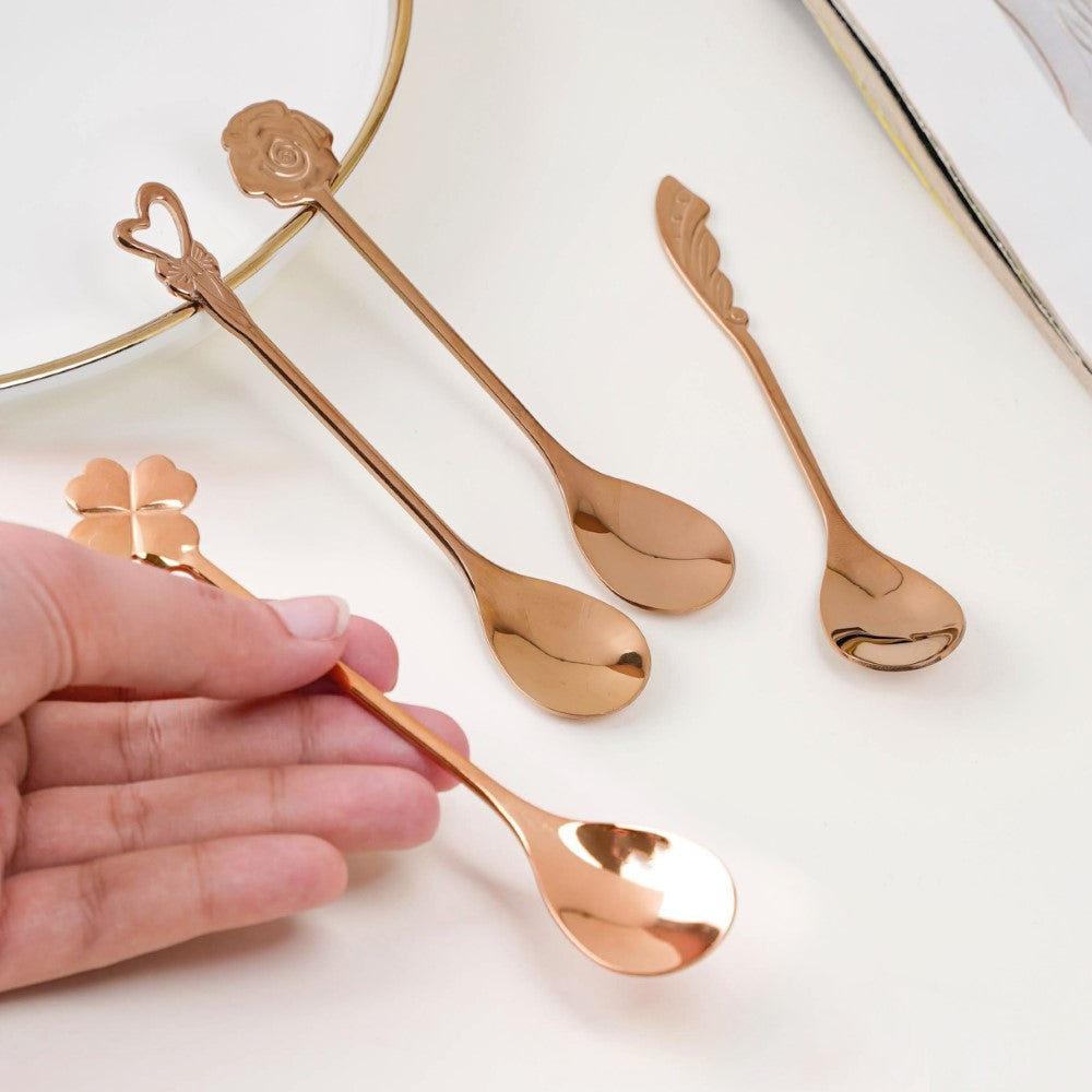 Luxe Stainless Steel Teaspoon Set Of 4 Rose Gold Nestasia