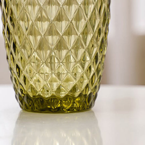 Green Glass Water Cup Set of 4 Nestasia