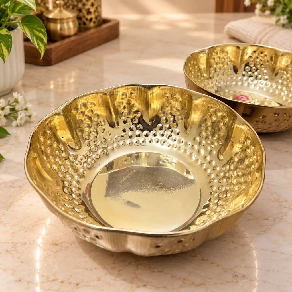 Brass Hammered Urli Bowl (Set of 3) Vedansh Craft