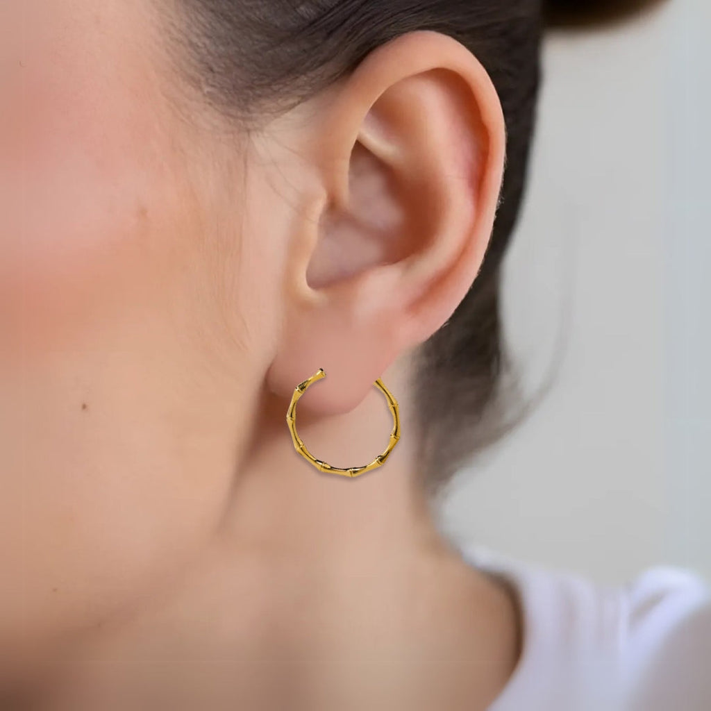 Bamboo Stem Hoops Gold Nestasia
