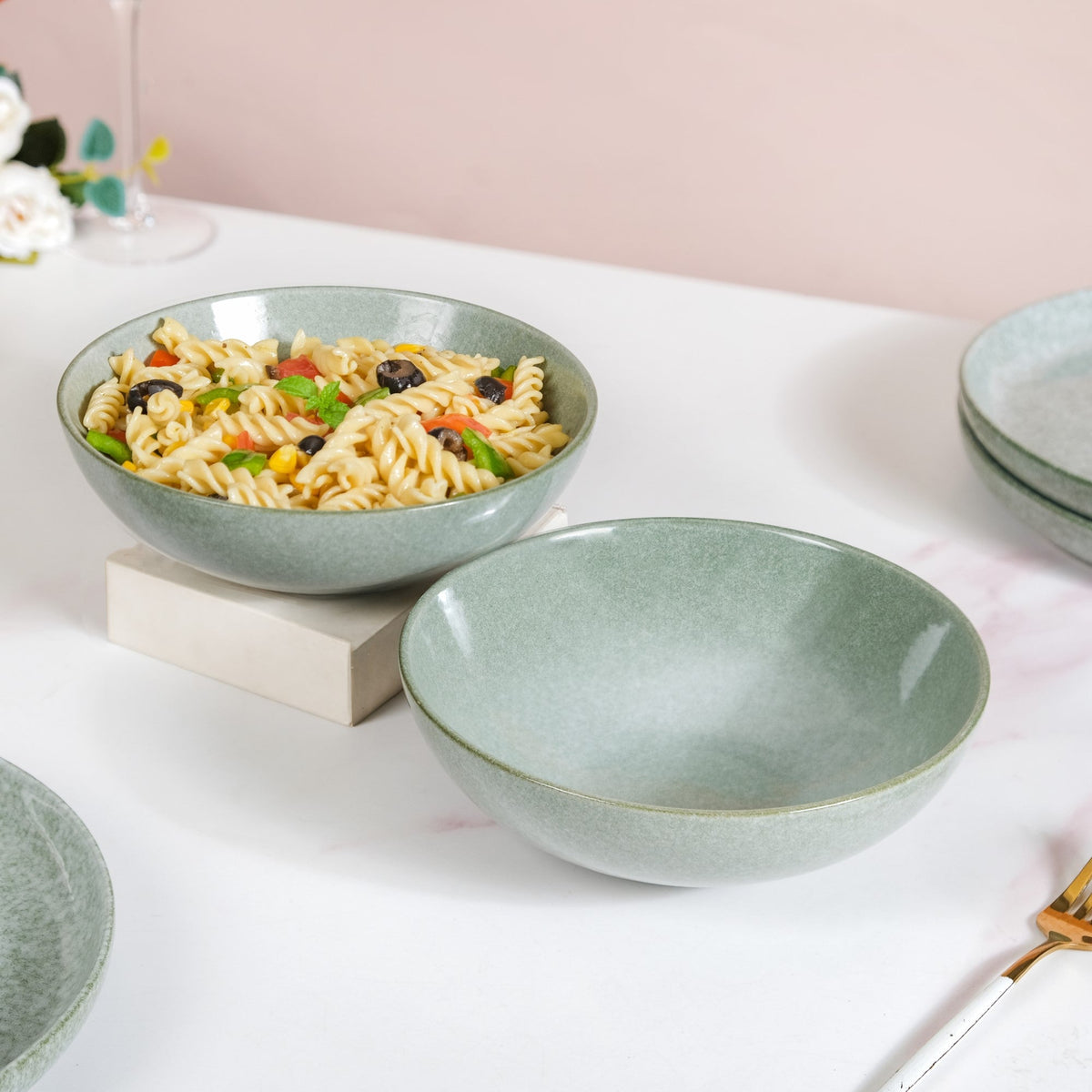 Sera Ceramic Serving Bowl Set Of 2 Sage 1000ml Nestasia