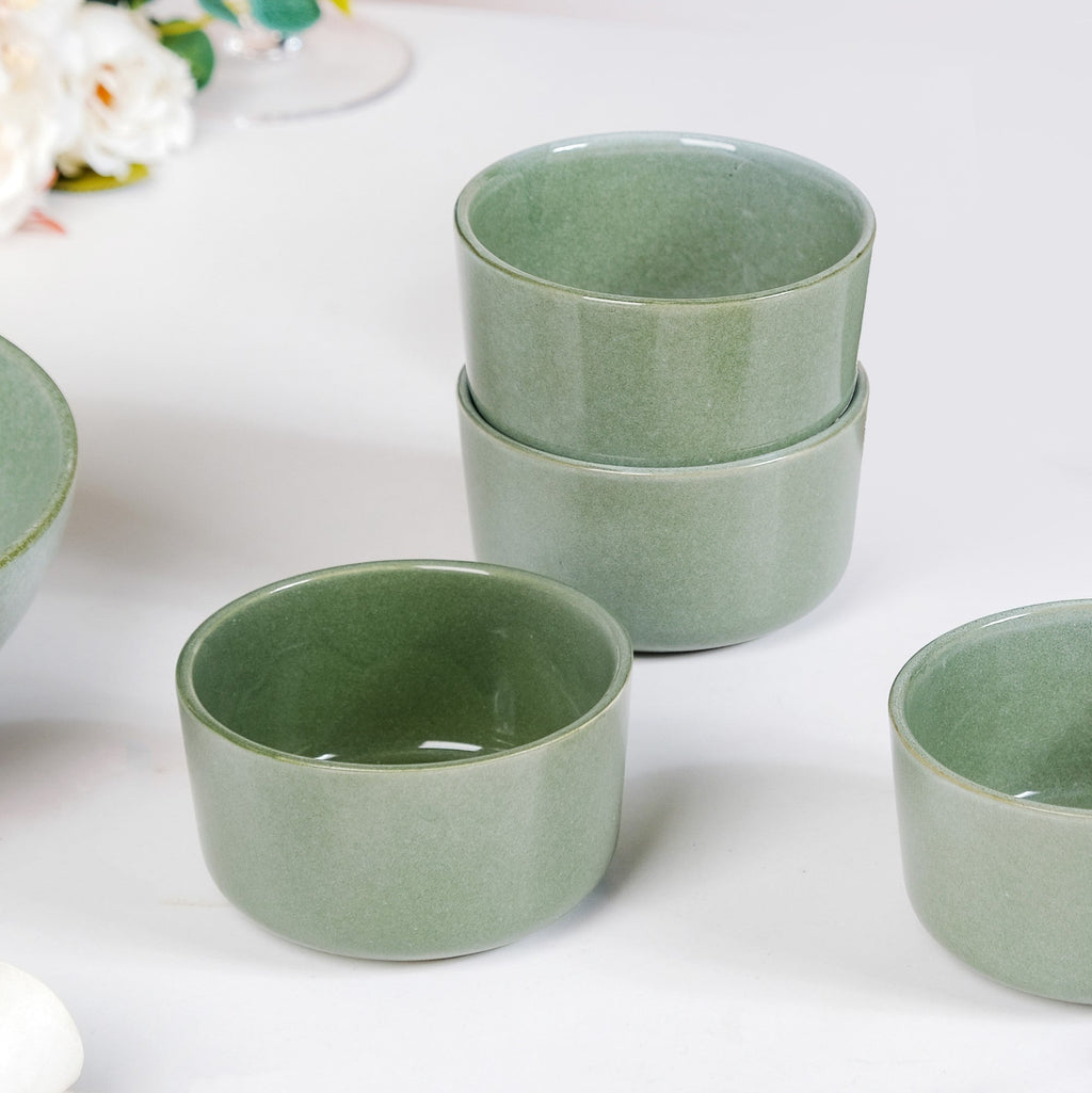 Sera Set Of 6 Round Ceramic Small Bowl Sage Green 200ml Nestasia