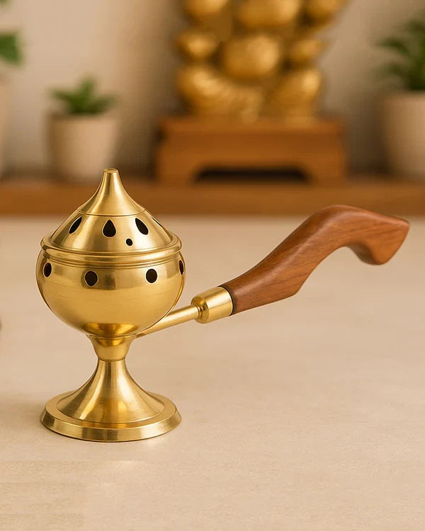 Exclusivelane Brass Dhoop Dani for Aarti, Puja, and Meditation Spaces