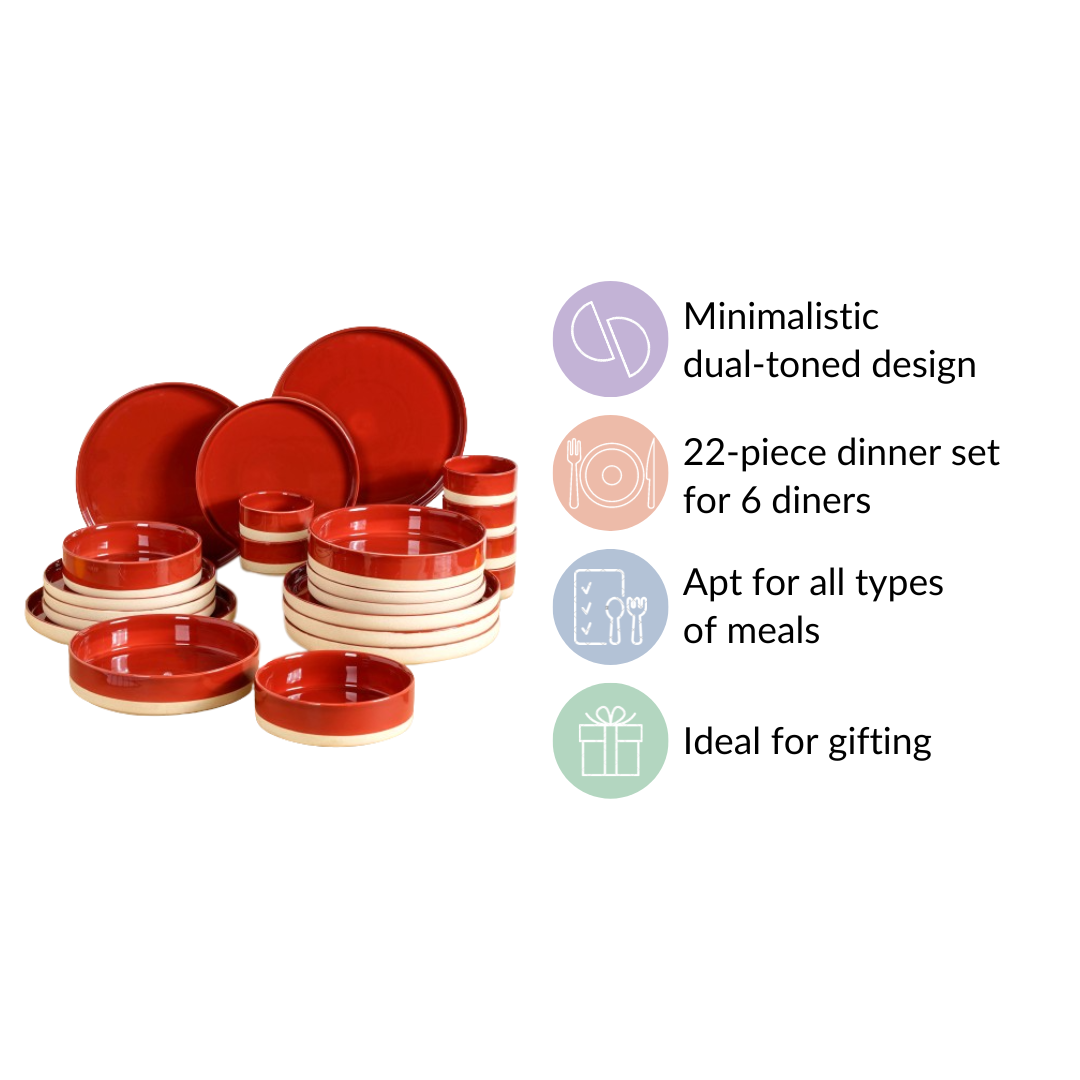 Amber Clay 22 Piece Dinnerset For 6 Nestasia