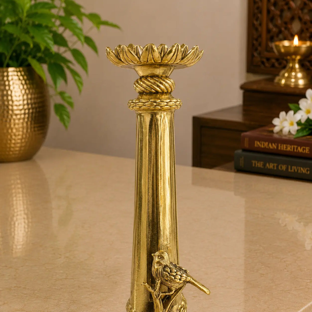 Brass Lightweight Candle Stand Holder (8.5 Inch) Vedansh Craft