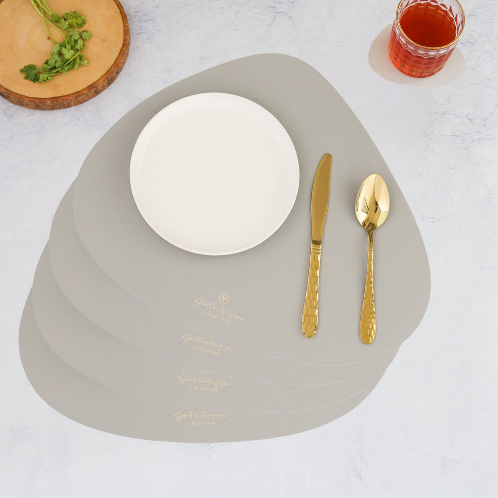 Grey Leather Dinner Mat Set of 4 Nestasia