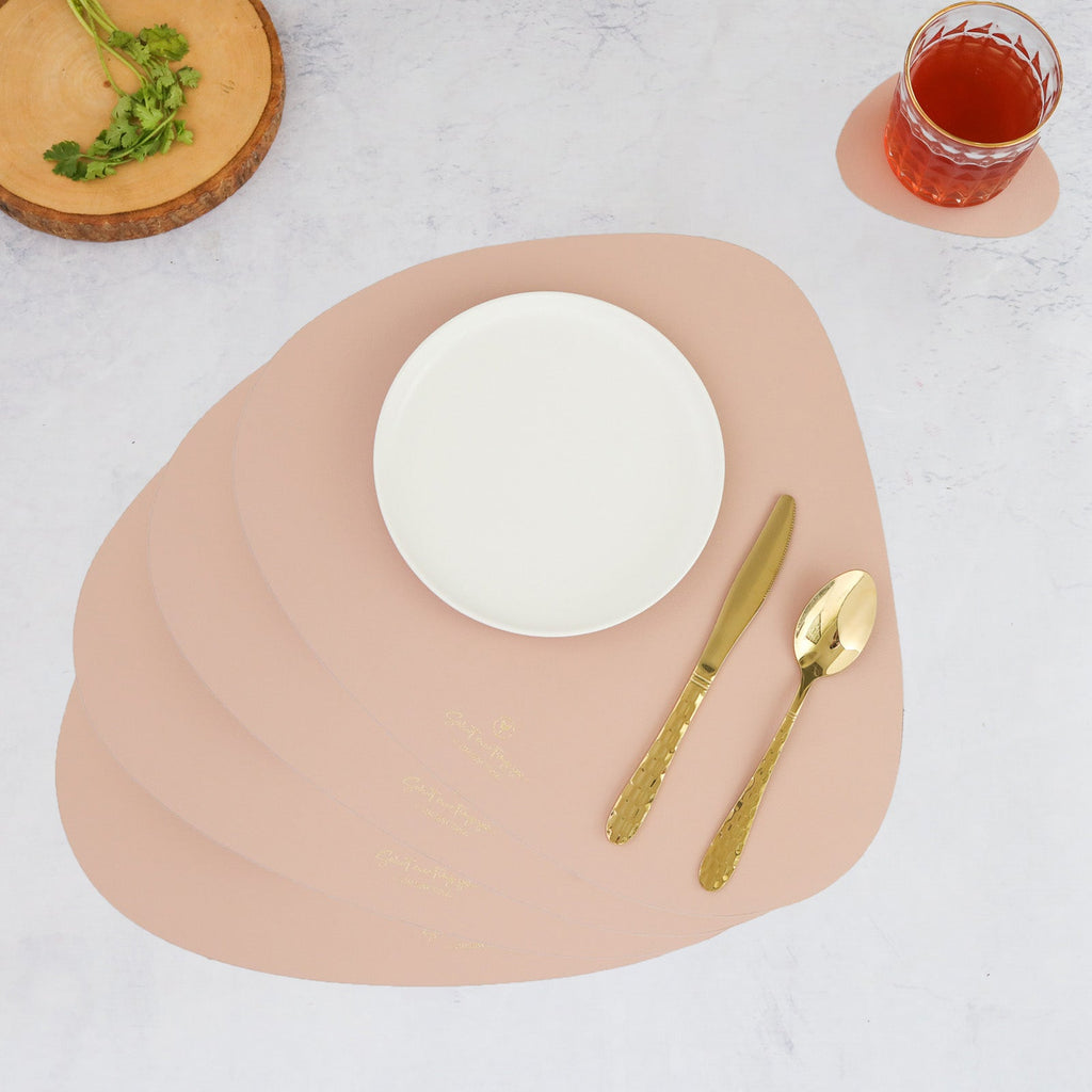 Pink Leather Dinner Mat Set of 4 Nestasia